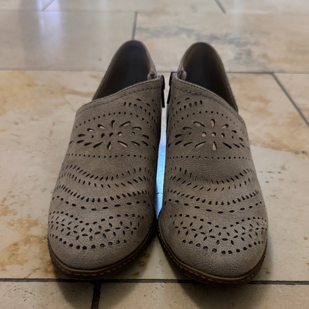 Not Rated Taupe Women's Mules with Laser Cut Design